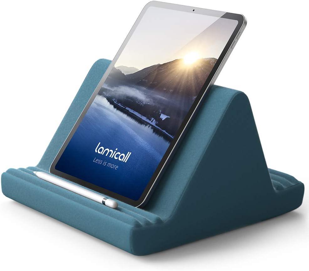 Lamicall Tablet Pillow Stand, Pillow Soft Pad for Lap - Tablet Holder Dock for Bed with 6 Viewing Angles, for iPad Pro 9.7, 10.5, 11, 12.9 Air Mini 4 3, Kindle, Galaxy Tab, E-Reader, Blackish Green