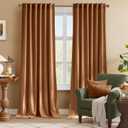 Nicetown Burnt Orange Blackout Velvet Curtains for Sliding Patio Door (2 Panels, 52" Wide x 96" Long), Privacy and Warm Thermal Insulated Noise Reducing Long Window Curtains for Large Door Windows