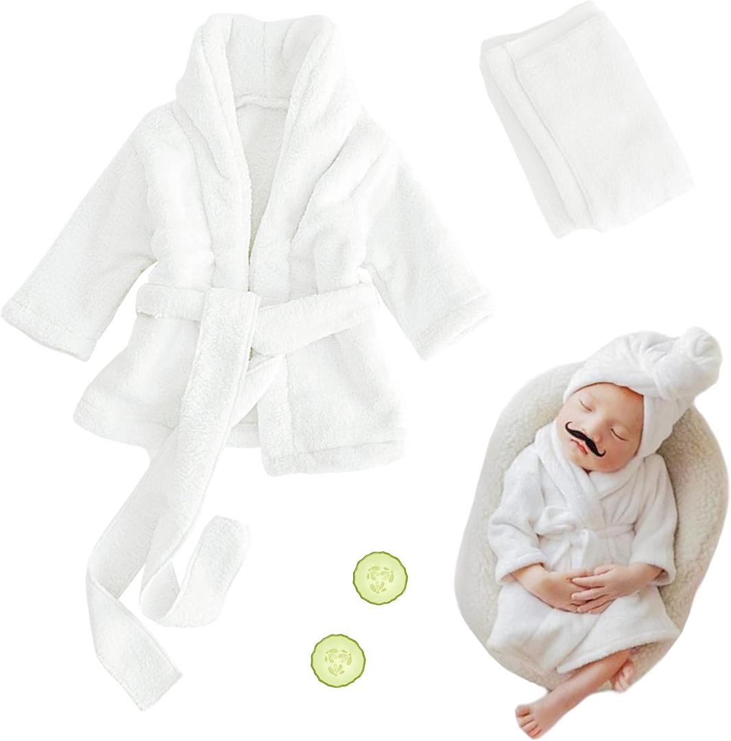 M&G House Newborn Photography Props Bathrobe Outfits Baby Photoshoot Props Robe Girl Baby Photo Prop Outfit Bathrobe (02 White(0-6 Months))