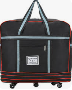 Expandable Extra Large Travel Oxford Duffel Bag with Wheels Waterproof Lightweight Traveling Foldable Suitcase (Black)
