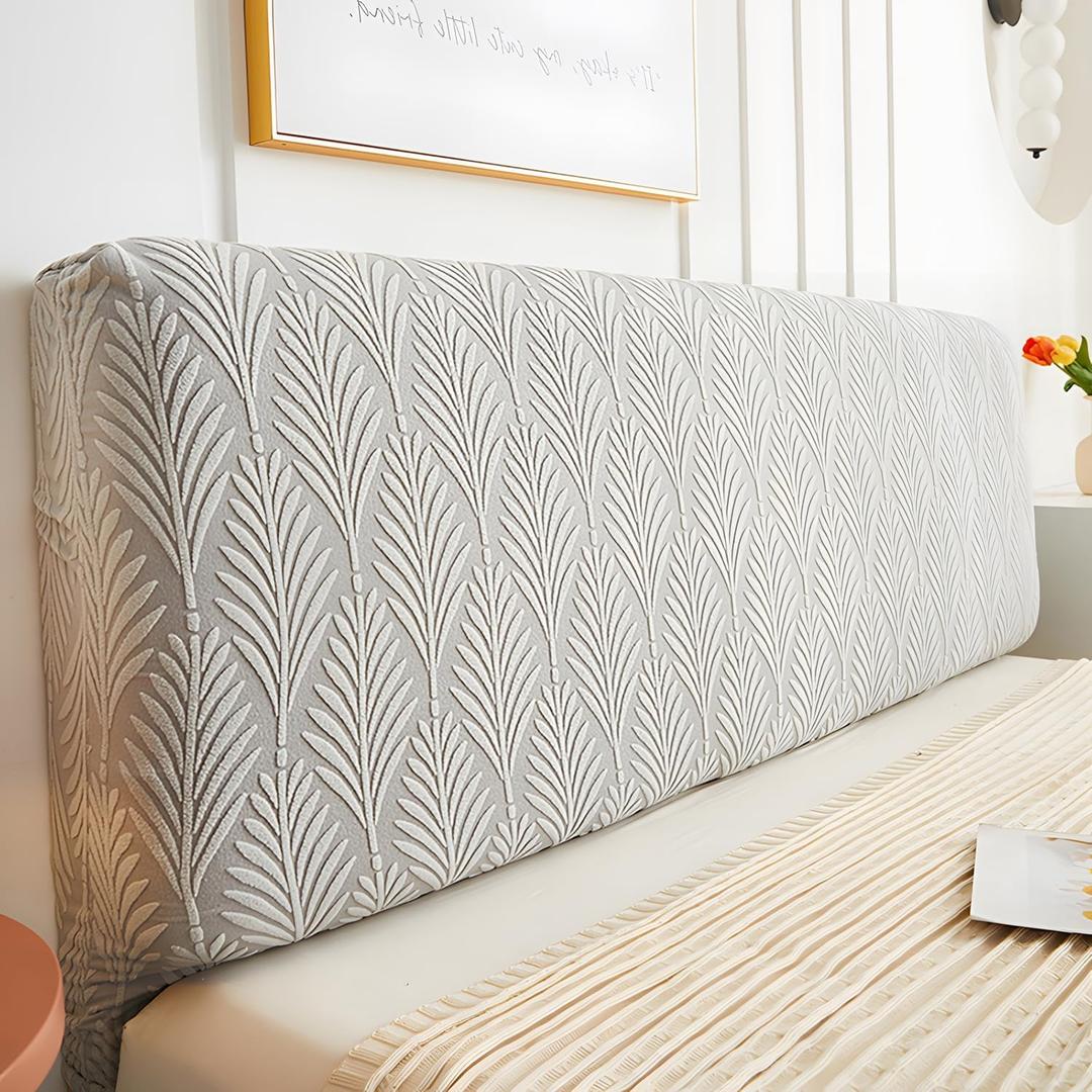 JOKIVTOU Solid Jacquard Fabric Headboard Covers Slipcover,Stretch Bed Headboard,Bed Head Cover Slipcover Backrest Cover Headboards Beds Cover Protective Universal Dustproof Modern (King, Light Gray)