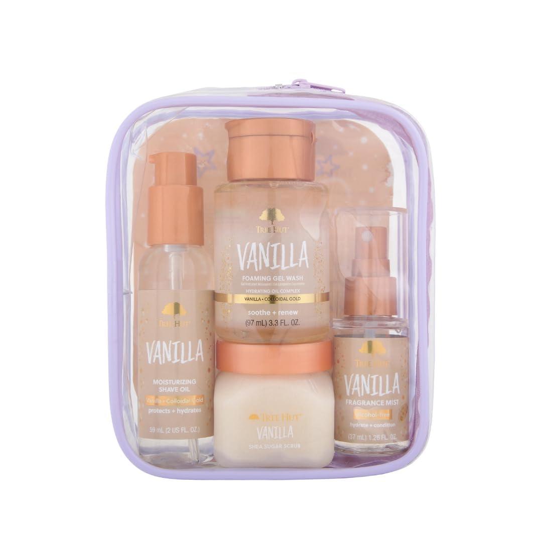 Tree Hut Vanilla Everything Shower Gift Set for Women, Exfoliating Body Scrub, Body Wash, Shave Oil & Body Spray, Self Care Gift Set, Hydrating & Moisturizing with Shea Butter, Travel Size (Pack of 1)