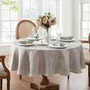 Elrene Home Fashions Caiden Elegance Damask Waterproof, Stain & Wrinkle Resistant Fabric Tablecloth, 90" Round, Silver