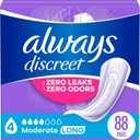 Always Discreet Adult Incontinence Pads for Women, Moderate Absorbency, Long Length, Postpartum Pads, 88 CT