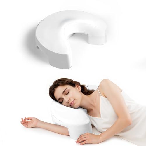 Side Sleeper Pillow for Adults, Ergonomic Memory Foam Shoulder Pillow with Arm Hole for Neck and Shoulder Pain, Suitable for Side Sleepers (White)