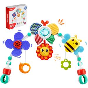 Lynncare Adjustable Arch Bassinet Toys for Infant & Toddlers, Stroller Arch, Baby Crib Toys with Fascinating Hanging for Stimulating Babys Senses and Developing Motor Skills