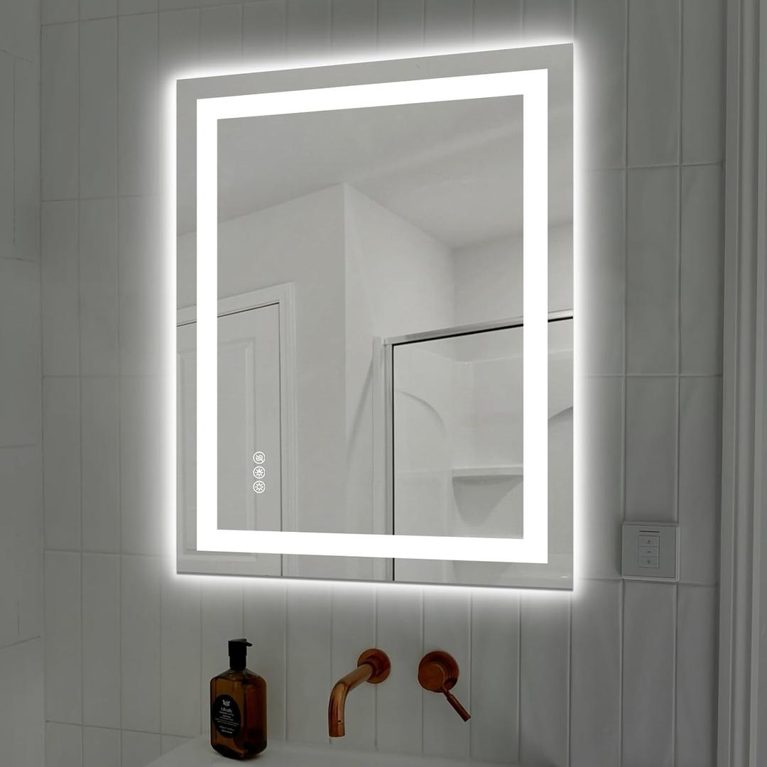 28X36 LED Bathroom Mirror with Lights, Anti-Fog, Dimmable, Backlit + Front Lit, Smart Bathroom Vanity Mirror, Memory Function, Shatterproof, Tempered Glass (Horizontal/Vertical)