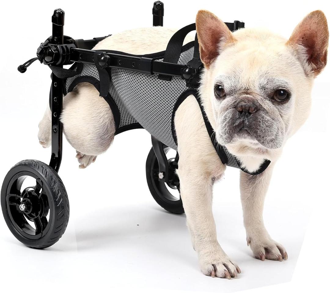 BECROWM Small Dog Wheelchair for Back Legs, Light Weight Dog&Cat&Pets Wheelchair Cart with Disabled Hind Legs Walking, Adjustable Doggy Wheelchair Cart with Wheels for Back Legs (Grey, X-Small)