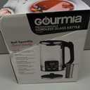 Gourmia Electric Glass Kettle 1.7L Programmable Tea & Coffee Brewer with Digital Touch Display, 6 Presets, Removable Stainless Steel Infuser, Cordless with 360 Swivel Base, Black