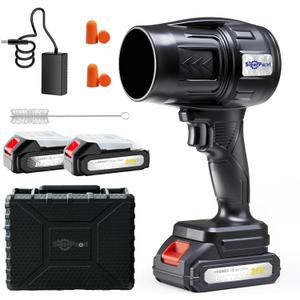 21V Handheld Leaf Blower – 980,000RPM High-Speed Motor, 1.7LB Ultra-Lightweight Hand Blower with 2 Batteries & Charger for Yard, Patio, Car Drying & Workshop