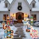 8 Pcs Christmas Nativity Scene Outdoor Yard Signs with Stake, Jesus Birth Manger Scene Religious Christmas Decorations for Lawn Pathway Outdoor Garden Decors