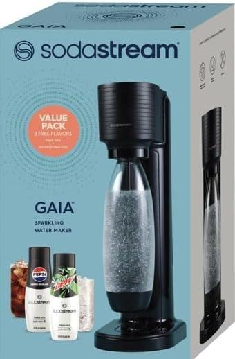 SodaStream Gaia Sparkling Water Maker, Black, Value Pack