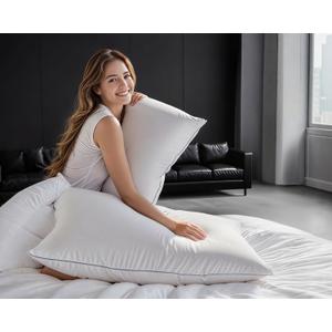 Canadian Goose Down Pillows King Size 80% Goose Down and 20% Goose Feathers, 1840+ Fill Power White Down Pillow with 800 Thread Count Cotton Shell, Ultra Comfort Bed Pillows(White 20"x36" 1 Pack)
