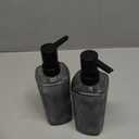 Gray Glass Soap Dispenser Set with Black Pump, 12oz Refillable Liquid Hand Dispenser, Lotion Dish Soap Dispenser for Modern Home Decor, Bathroom, Kitchen Countertop, Hotel(2 Pack) (Light Grey)