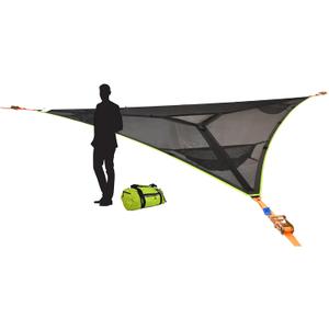 Tentsile Trillium Giant Hammock, The Original Tree Tent Company, 3 Adult Capacity, Anti-Roll, Central Hatch, Ratches and Straps Included, Designed in The UK (3 Person, Black Mesh)