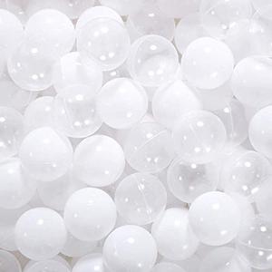 STARBOLO Ball Pit Balls Phthalate Free BPA Free Non-Toxic Crush Proof Play Balls for Toddlers Kids Pool Playhouse (100 Balls-White/Transparent), (Pack Of 2).