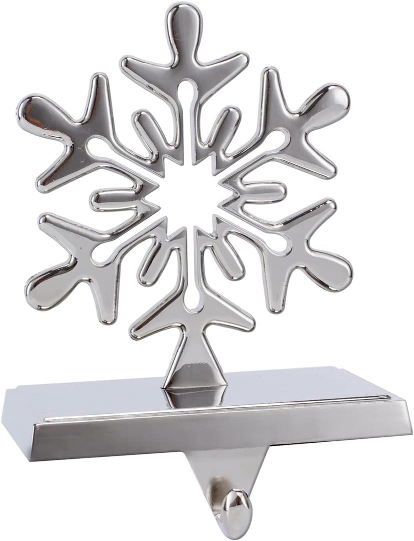 Snowflake Christmas Stocking Hangers for MantelSnowflake Christmas Stocking Holders for Fireplace Mantel Hooks Hanger for Christmas Snowflake Stockings Clip for Christmas Decoration (Snowflake)