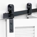 64'' Bifold Sliding Barn Door Hardware Track Kit for 2 Doors, Heavy Duty Side Mounted Roller, Easy Install, Slide Smoothly & Quietly, No Doors (Track Length 64'' Fit Double Under 30'' Wide Door)