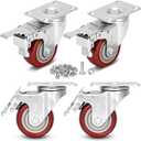 3 inch Heavy Duty Casters Load 1500lbs, Lockable Bearing Caster Wheels with Brakes, Swivel Casters for Furniture and Workbench Set of 4 (Free Screws)