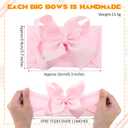 Hoteam 50 Pcs Baby Girls Large Bows Headbands 6.3 Inch Soft Wide Turban Baby Headbands Elastic Nylon Hairbands Hair Accessories for Infants Newborns Infants Toddlers Kids