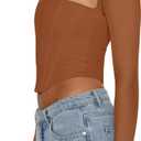 REORIA Women's Sexy Mesh Long Sleeve Boned Corset Top Trendy Y2K Square Neck Going Out Bustier Crop Tops (XXL)