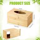 Rectangular Tissue Box Cover, Bamboo Tissue Box Cover Rectangle Tissue Box with Slide-Out Bottom Decorative Cube Facial Tissue for Bathroom Bedroom Dinner Table Office Tabletop