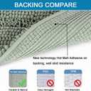 H.VERSAILTEX Bath Mats for Bathroom Non Slip Extra Thick Chenille Striped Bath Rug 24" x 36" Absorbent Non Skid Fluffy Soft Shaggy Rugs Washable Dry Fast Plush Mats for Indoor, Bath Room, Tub - Sage