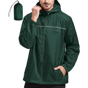 AVOOGUE Rain Jacket Men Waterproof Windbreaker Packable Lightweight Hooded Raincoat for Golf Cycling Hiking M