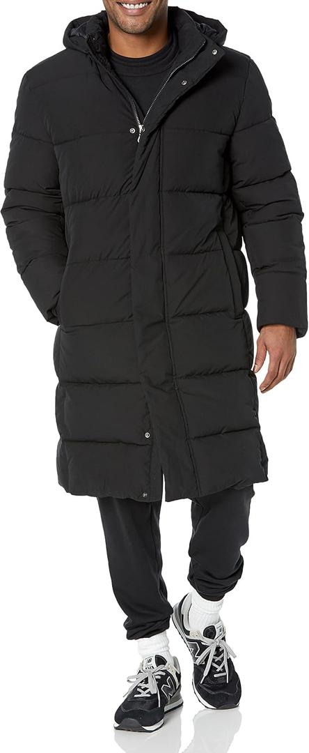 Amazon Essentials Mens Hooded Long Puffer Coat (4X-Large Big, Black)