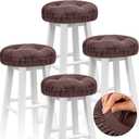 Marsui 4 Pieces Soft Stool Covers Round Bar Stool Cushions with Elastic Band Padded Seat Covers Nonslip Round Seat Cushions for Chairs Slipcovers(12 Inch,Brown)