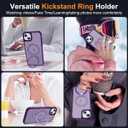 Compatible with iPhone 15 Case with Invisible Magnetic O-Ring Stand Military-Grade Translucent Case for iPhone 15 6.1" [Compatible with Mag-Safe][Great Grip Feeling], Purple