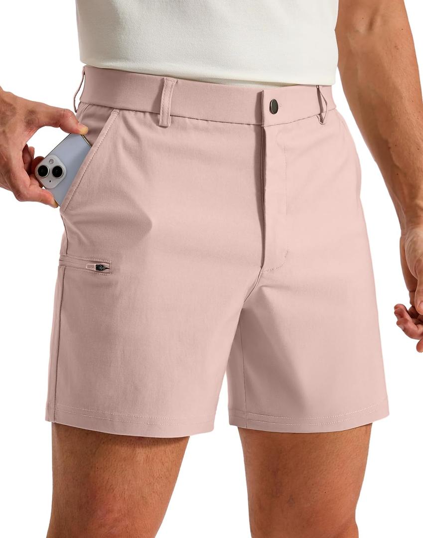 Pudolla Men's Casual Shorts 7/9 Inch Golf Shorts Stretch Dress Work Shorts for Men with 4 Pockets Quick Dry Lightweight