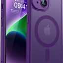 CANSHN Magnetic for iPhone 14 Case, Upgraded [Full Camera Protection] [Compatible with Magsafe] [Translucent Matte] Shockproof Protective Phone Case for iPhone 14 6.1" - Deep Purple