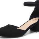 DREAM PAIRS Women's Closed Round Toe Low Block Heels Ankle Strap Chunky Heel Pumps Dress Wedding Office Party Shoes, Size 8 