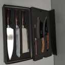 Jikko New Reinforced Carbon Steel Japanese Kitchen Knife Set DiamondRazor Series Ultra Sharp Japanese Knife Set & Chef Knife Set with Mahogany Wood Handles Professional Chef's Knives