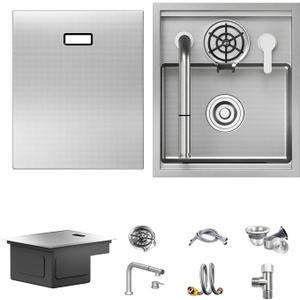 15 x 17 inch Bar Sink 11 Gauge Handmade Stainless Steel Wet Sink Topmount Small Kitchen sink Sinagle Bowl With Brushed Finish for Outdoor RV and Prep Use, 15"x17"x9"
