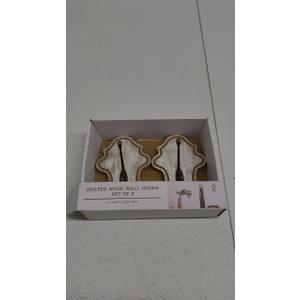 Shaped Wood Wall Hooks Set Of 2 4x5.875x2 625