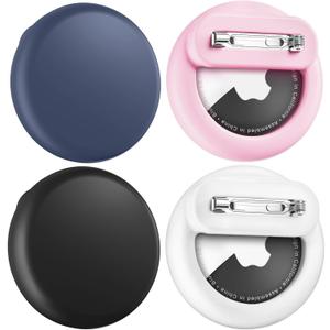 Compatible with Apple Air Tags Holder for Kids, 4 Pack Hidden Case with Safety Pin, Anti-Lost for Kids, Baby, Elderly, Luggage, Shoe, Clothes -Mint Green+Black+White+Sky Blue