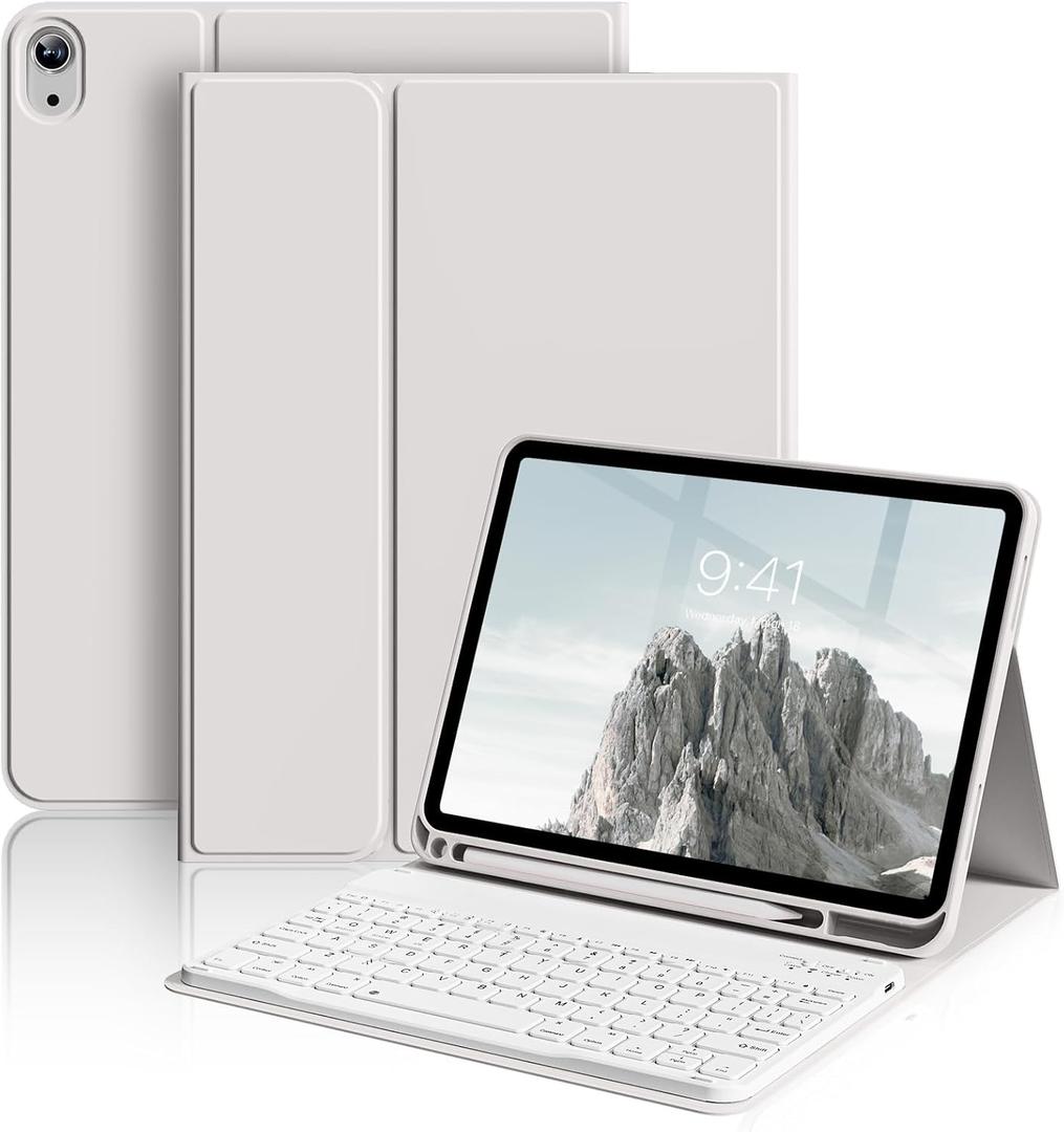 aoub Keyboard Case for iPad (A16) 11th Gen 11 Inch 2025, iPad 10th Generation 10.9 inch 2022 with Pencil Holder, Stand Folio Detachable Wireless Bluetooth Rechargeable Keyboard, Gray