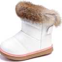 KVbabby Toddler boots Kids Snow Boots Girl's Warm Winter Boots Waterproof Boot PU Leather Non-slip, US 7 White