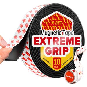 Super Sticky Magnetic Tape (10 feet x 1 inch) - Stong Magnet Strip with Adhesive Backing for DIY & Crafts - Easy to Cut and Mount on Fridges, Whiteboards & More