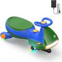 FanttikRide 12V N7 Pro Electric Wiggle Car with Pedal, Rechargeable Battery, CyberWiggle, 2 in 1 Swing Car, 2 Speed, Anti-Rollover, Flashing Wheels, Bluetooth, for Ages 3 and Up, 150 Lbs, Green