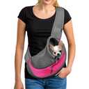 YUDODO Pet Sling Carrier for 2-5 lbs Small Dogs & Cats – Hands-Free Puppy Carrier with Safety Hook, Large Zipper Pocket, Soft Breathable Mesh, Adjustable Strap & Reflective Strip (Pink 1.0 S)