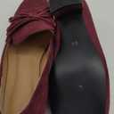 MOOMMO Women Chunky Low Heel Loafers Bow Suede Slip On Closed Square Toe Loafer Shoes Oxfords Comfy 1 Inch Block Heels Dress Shoes Pumps Office Work Pumps Vintage Retro Comfy 4-11 M US (9.5, Wine Red)