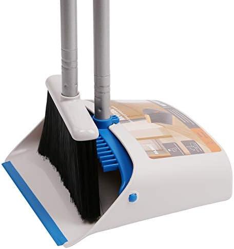 TreeLen Long Handle Broom and Dustpan Set,Upright Dust Pan Combo for Home, Kitchen, Room, Office, Lobby Floor Use Without Bending