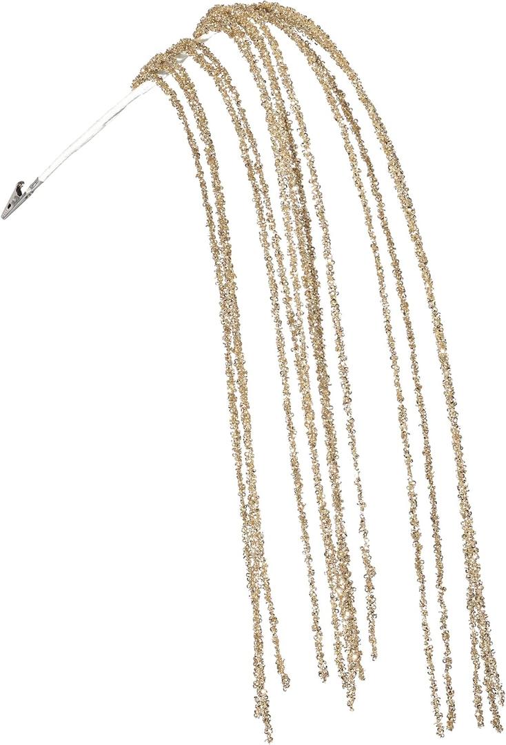 KI Store Gold Dripping Sequin Christmas Tree Picks Spray 6pcs Cascading Christmas Picks for Xmas Tree Garland Decorations