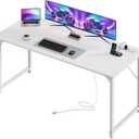 55 X 20 Inch Computer Desk, Power Outlets, USB-C, White