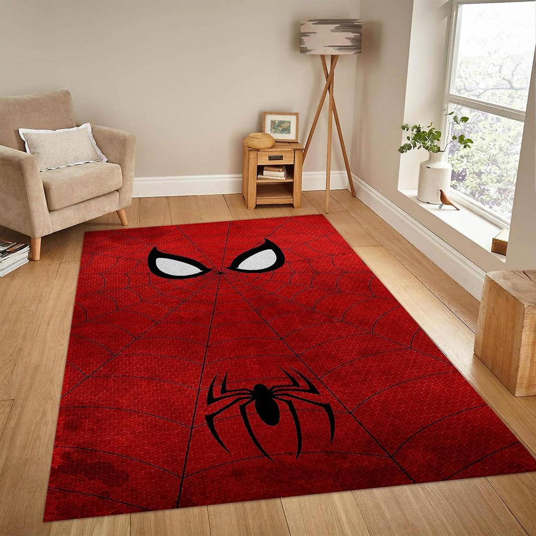 Spider Area Rug 3D Digital Print Carpet White Eyes Red Spider Web Rug Perfect for Kids Room Bedroom Playroom and Home Decoration Floor Mat Rugs 3' x 4'