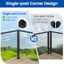 Muzata Black Corner Cable Railing Post 36 Inch 36"x2"x2" T-drilled One-Post Corner Solution Surface Mount Stainless Steel Cable Railing System Kit Indoor Outdoor with Paper User Guide PS02 B34S