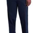 Haggar Men's Iron Free Premium Khaki Classic Fit Flat Front Expandable Waist Casual Pant (Regular and Big & Tall Sizes) (36W x 31L, Dk Navy)